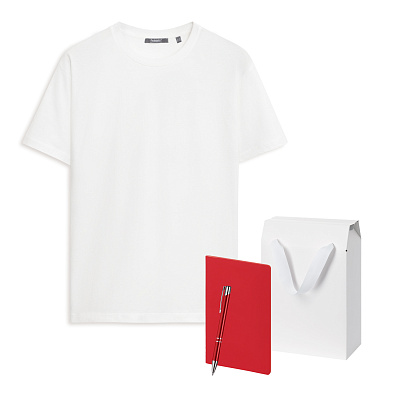 Набор с одеждой KRIS (футболка, блокнот, ручка), белый, M (Белый, красный)