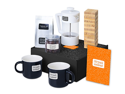 Подарочный набор Re:y. Together  с френчпрессом, кружками и дженгой (Белый)