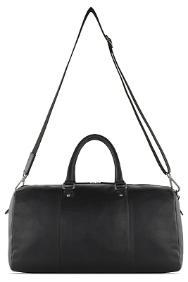 Сумка дорожная KLONDIKE GOLD «Bill», натуральная кожа в черном цвете, 47 х 24 х 23 см