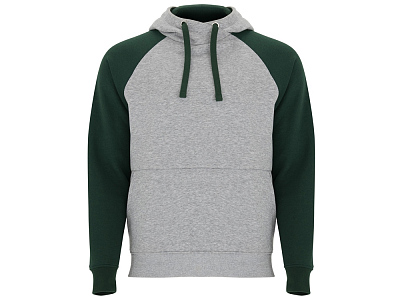 Толстовка с капюшоном Badet мужская (Серый меланж/бутылочный зеленый)