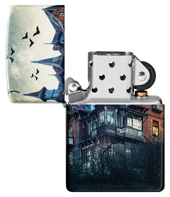 Зажигалка ZIPPO Horror House с покрытием 540 Matte, латунь/сталь, белая, 38x13x57 мм