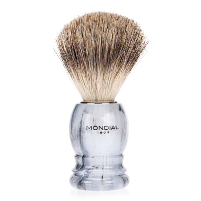 Помазок для бритья Mondial, пластик, ворс барсука, рукоять - цвет серый (Серый)