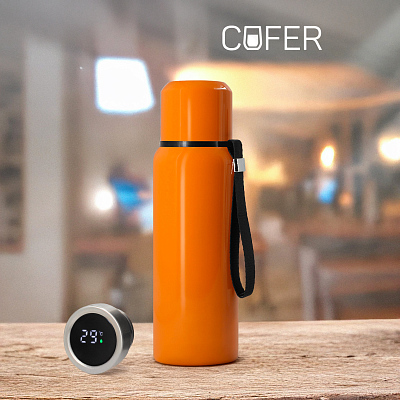 Термос S-travel New с датчиком температуры 600 мл. (оранжевый) (Оранжевый)