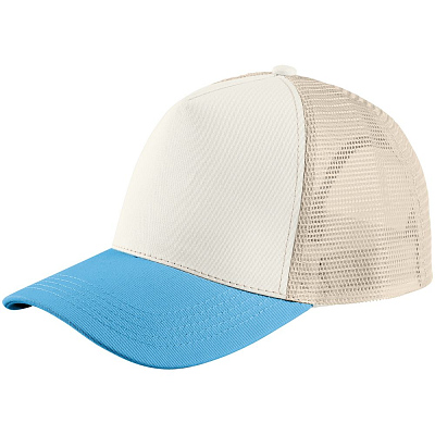 Бейсболка Blink, бежевая с бирюзовым (Бежевый)