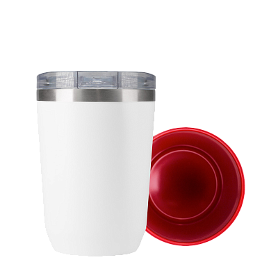 Термокружка вакуумная с керамическим покрытием Arctic, белый/красный (Белый, красный)
