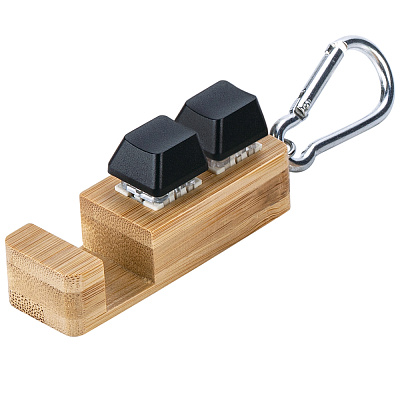 Подставка-брелок для телефона Press c анти-стресс клавишами и карабином, черный (Чёрный)