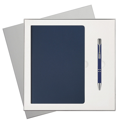 Подарочный набор Star, синий (ежедневник, ручка) (Синий, серый)