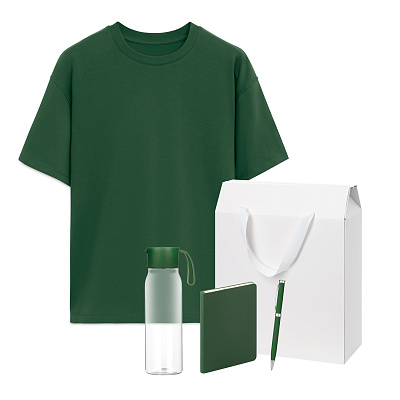 Набор с одеждой RUST (футболка, бутылка, ежедневник, ручка), зеленый 2, XL/2XL (Зеленый, белый)