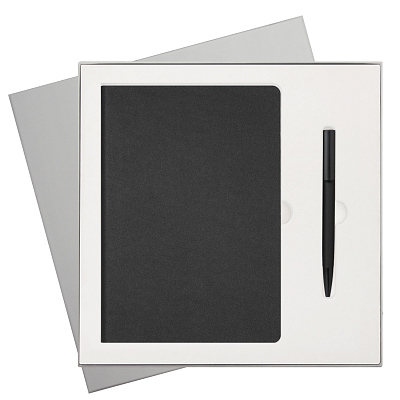 Подарочный набор Moon river, черный (ежедневник, ручка) (Черный, серый)