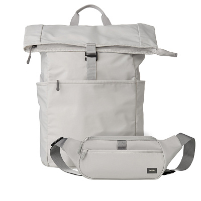 Подарочный набор Бостон (Boston) рюкзак + поясная сумка  (Серый)