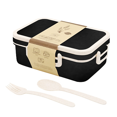 Ланчбокс (контейнер для еды) Inar из пшеничного волокна, чёрный. (Черный.)