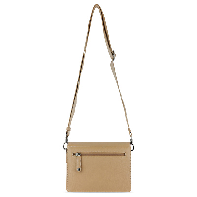 Сумка через плечо женская BUGATTI Elsa, песочного цвета, воловья кожа/полиэстер, 18,5х8,5х14,5 см