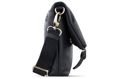 Сумка женская KLONDIKE RUSH «Jessica», натуральная кожа в черном цвете, 30 х 20/33 х 4,5 см