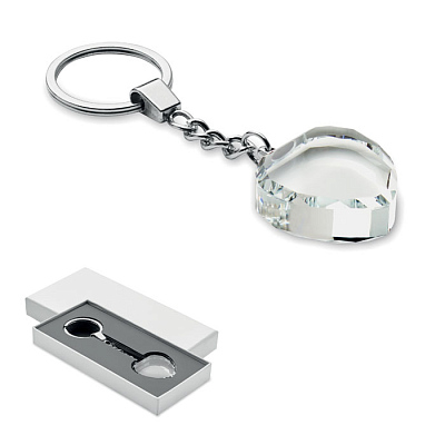 Glass heart award key ring (Прозрачный)