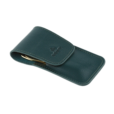 Маникюрный набор DEWAL, 3пр. Футляр: натуральная кожа, цвет зеленый