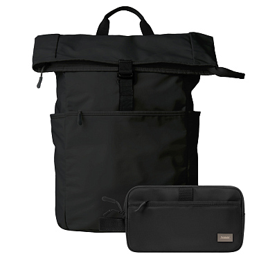 Подарочный набор Boston рюкзак + дорожная косметичка, черный (Чёрный)