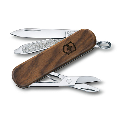 Нож-брелок VICTORINOX Classic SD, 58 мм, 5 функций, деревянная рукоять