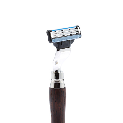 Бритвенный набор Mondial: станок MACH3, помазок, подставка; венге