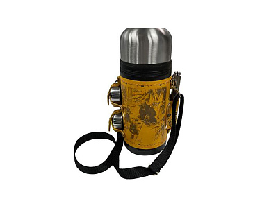 Термос в кожаном чехле (Рыжий)