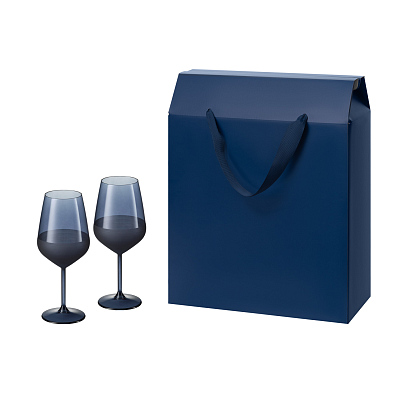 Подарочный набор 2 бокала для вина Sapphire в большом подарочном пакете (Синий)