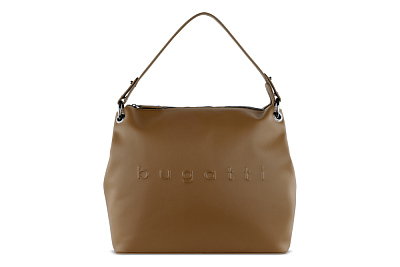 Сумка наплечная женская BUGATTI Daphne, коньячный цвет, воловья кожа/полиэстер, 34х13х30 см