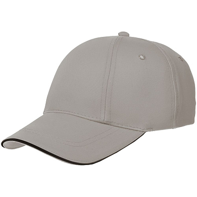 Бейсболка Canopy, черная с белым кантом (Серый)