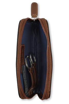 Ключница BUGATTI Nobile, коричневое, воловья кожа/полиэстер, 11,5х1,5х7 см