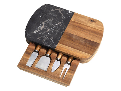 Набор для сыра в подарочной коробке из акации и мрамора Date (Натуральный)