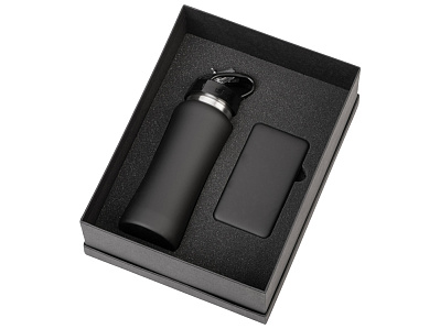 Подарочный набор COLOR IT с бутылкой для воды и повербанком, 5000 mAh (Черный)