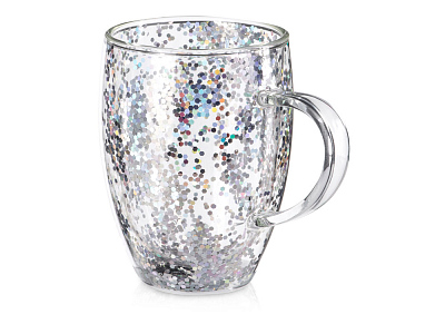 Кружка с двойными стенками с блестками Festival (Прозрачный/серебристый)