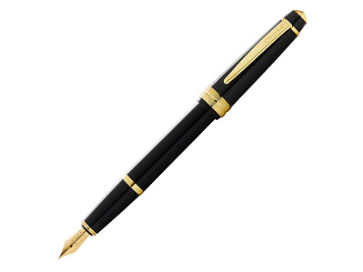 Ручка перьевая Bailey Ligh Polished Black Resin and Gold Tone, перо F (Черный/золотистый)
