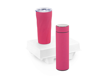 Подарочный набор FAMILY с термосом и термокружкой (Розовый)