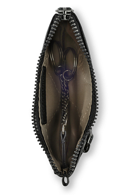 Ключница BUGATTI Elsa, чёрная, воловья кожа/полиэстер, 12,5х0,5х7 см