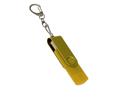 USB 2.0- флешка на 32 Гб с поворотным механизмом и дополнительным разъемом Type-C (Желтый)