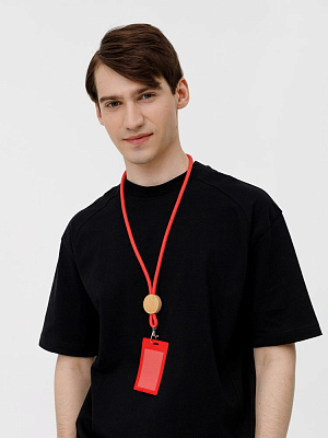 Шнурок для бейджа Tube Wood, красный