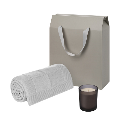 Подарочный набор Enigma. Cella Soft  (свеча, плед) (Серый)