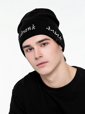 Шапка с вышивкой Drunk, черная (Чёрный)