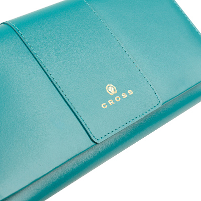 Кошелёк Cross Kelly Wall Turquish, кожа наппа, гладкая, цвет тёмно-бирюзовый, 20 x 11 x 2,5 см