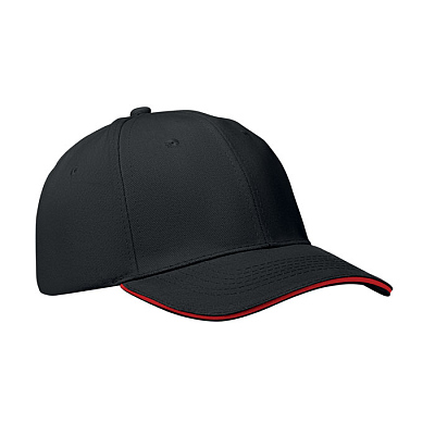 6 panel baseball cap (Черный/красный)
