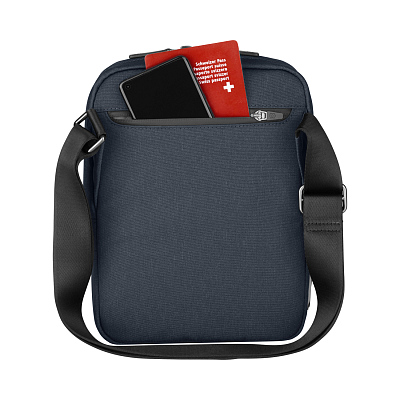 Сумка через плечо VICTORINOX Architecture Urban2 Crossbody Bag,синий, полиэстер/кожа, 9x22x28 см, 6 л