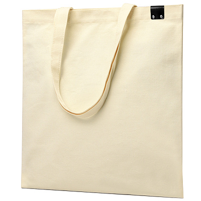 Сумка для покупок IVORY 325 г/м² с PU нашивкой (Чёрный) Сумка для покупок IVORY 325 г/м² с PU нашивкой (Чёрный)