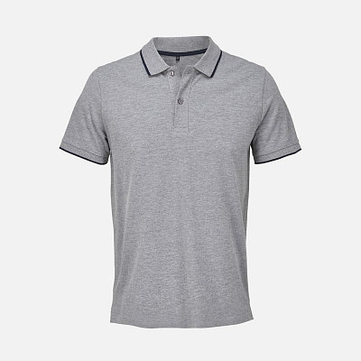 Рубашка поло унисекс Palermo, белая с темно-синим (Серый меланж)