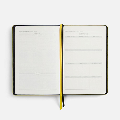 Ежедневник Alanis, недатированный, черный с желтым