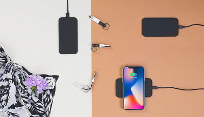 Настольное беспроводное зарядное устройство "Slim SOFTTOUCH", черный
