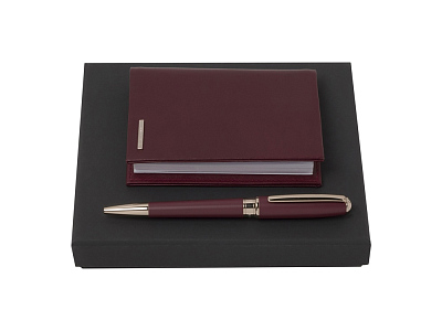 Подарочный набор: блокнот А7, ручка шариковая (Бургунди, золотистый)
