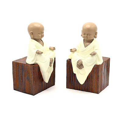 Набор статуэток &amp;quot;Маленькие монахи&amp;quot;, подставка для книг (Шоколадный/бежевый)