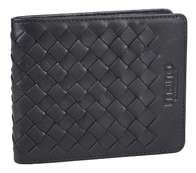 Портмоне Mano "Don Luca", натуральная кожа в черном цвете, 11 х 9 см