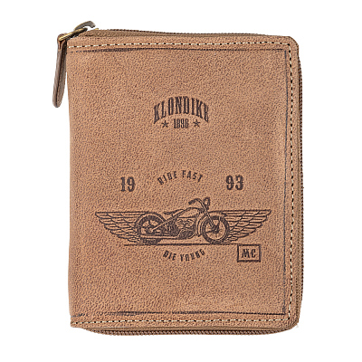 Бумажник KLONDIKE «Wayne Bike», натуральная кожа в светло-коричневом цвете, 10,5 х 12,5 х 2,5 см (Коричневый)