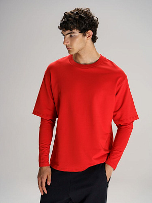 Футболка оверсайз с двойным рукавом Kosmos, красная (Красный)