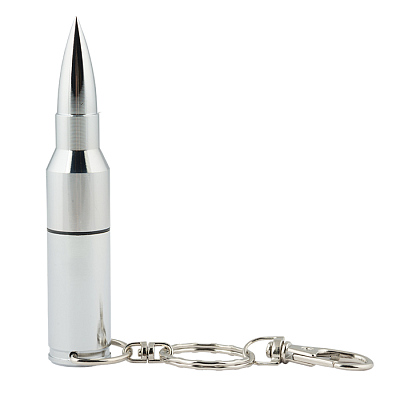 Металл 20 Пуля АК47, серебро глянец, 4Гб, переходник мини-пвх